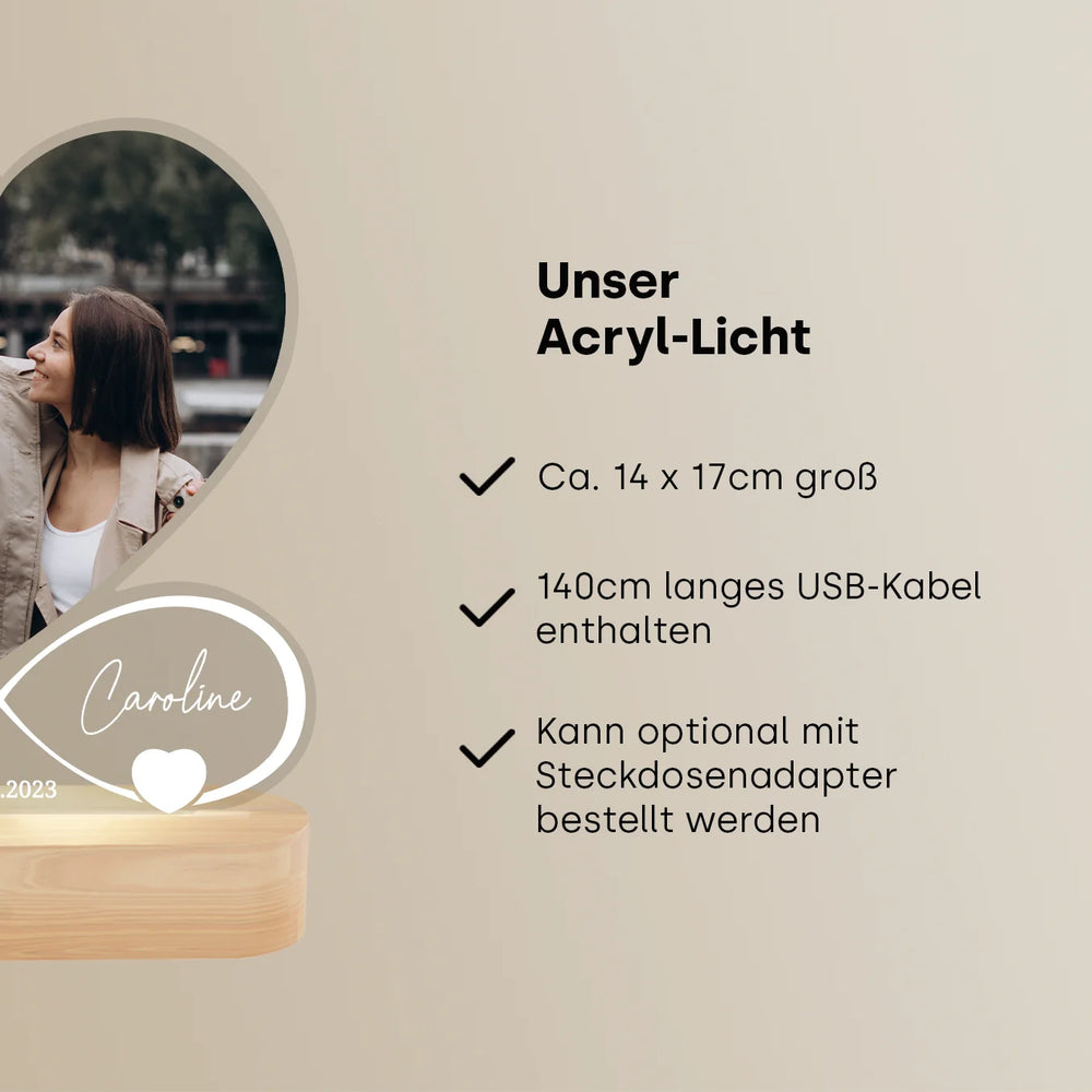 Personalisiertes Acryl-Licht "Für immer" | Nachtlicht, Dekolicht, Glowlight