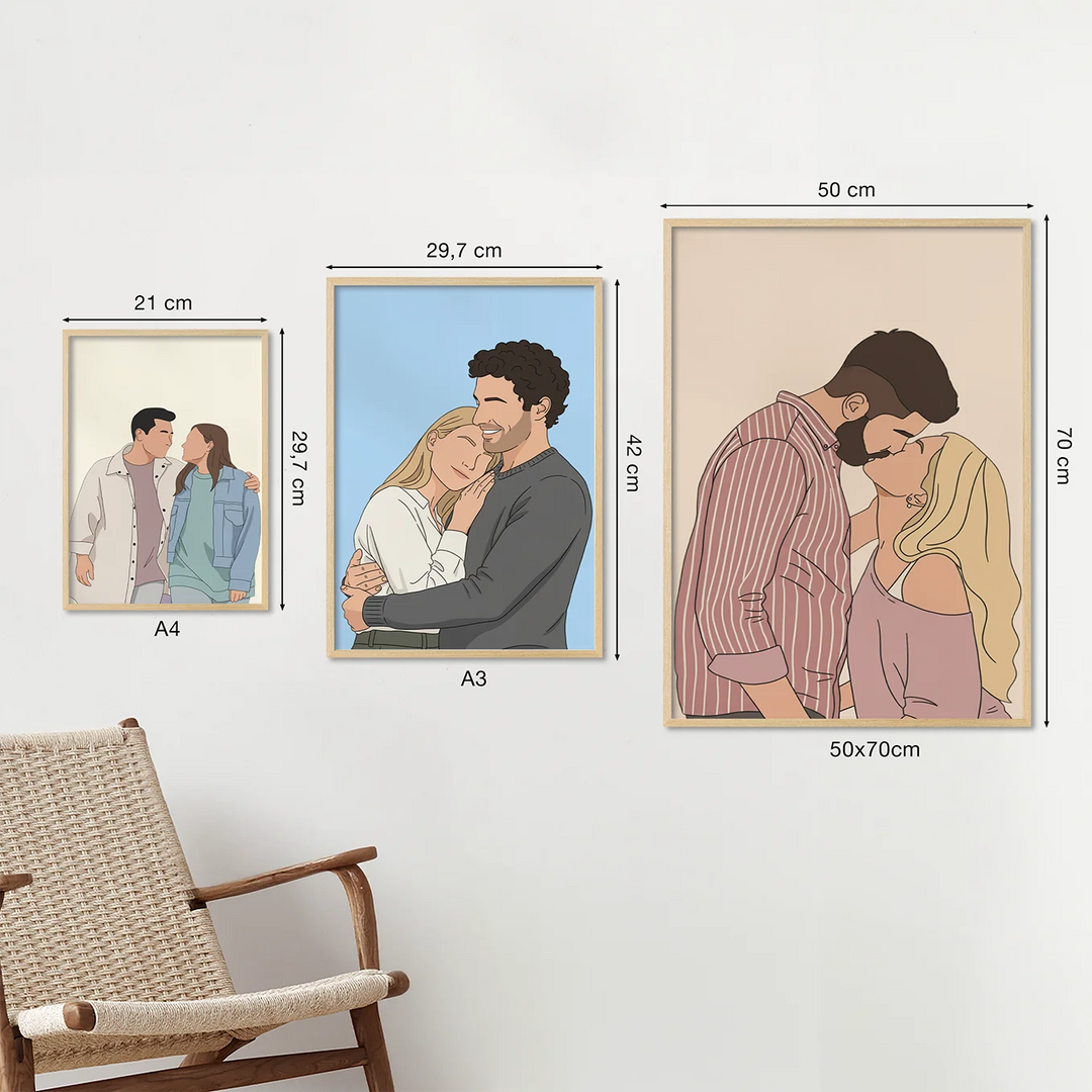 Personalisiertes Poster "Pärchen-Zeichnung"