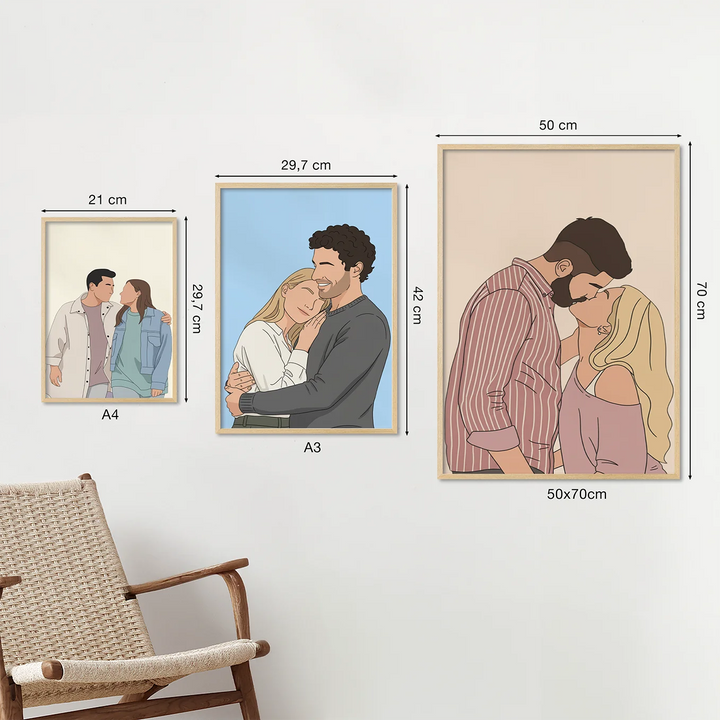 Personalisiertes Poster "Pärchen-Zeichnung"