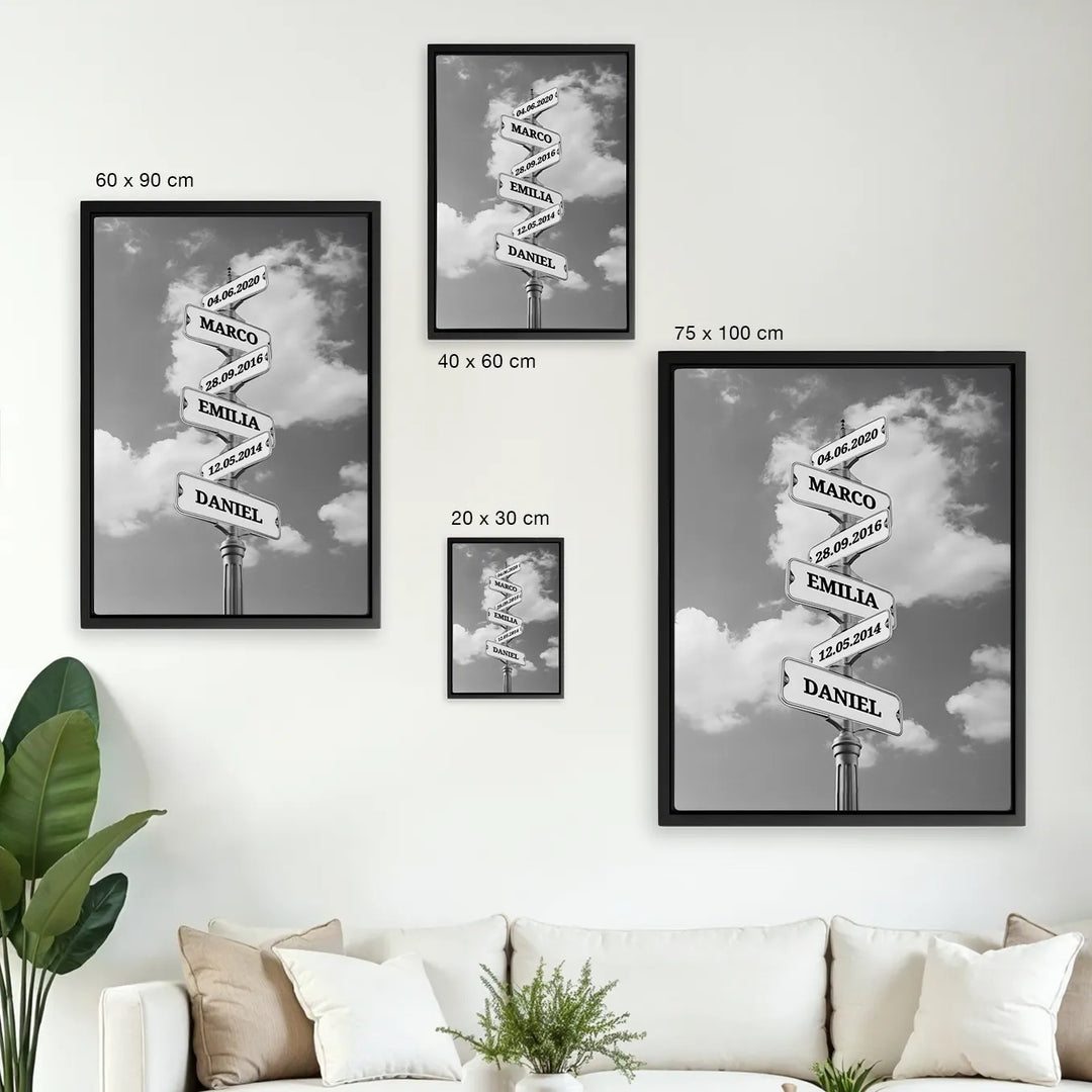 Leinwand ''Vintage Straßenschild mit Geburtsdatum''