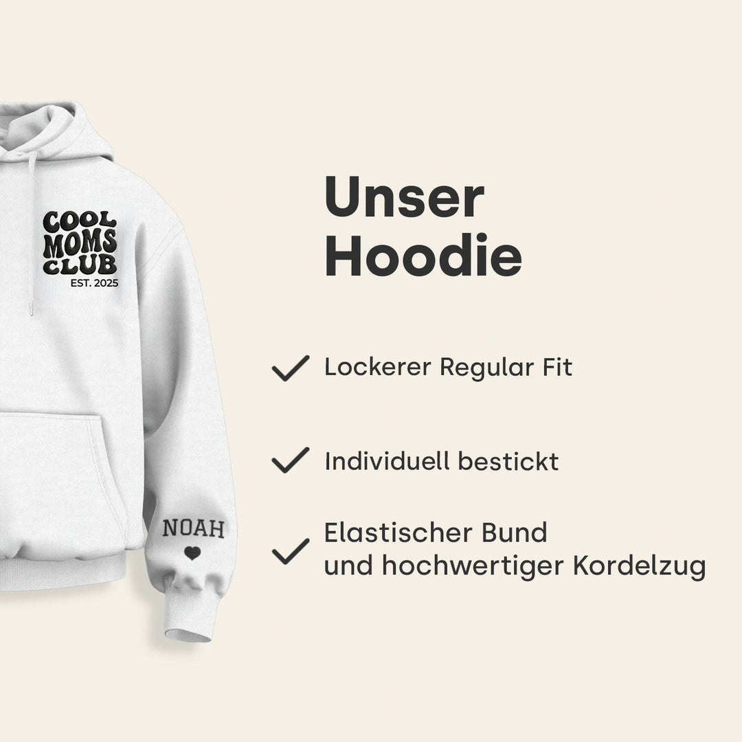Personalisierter Hoodie bestickt "Cool Moms Club"