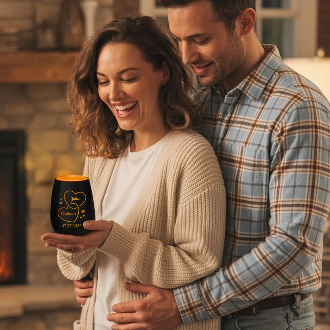 Personalisiertes Windlicht "Zwei Herzen"