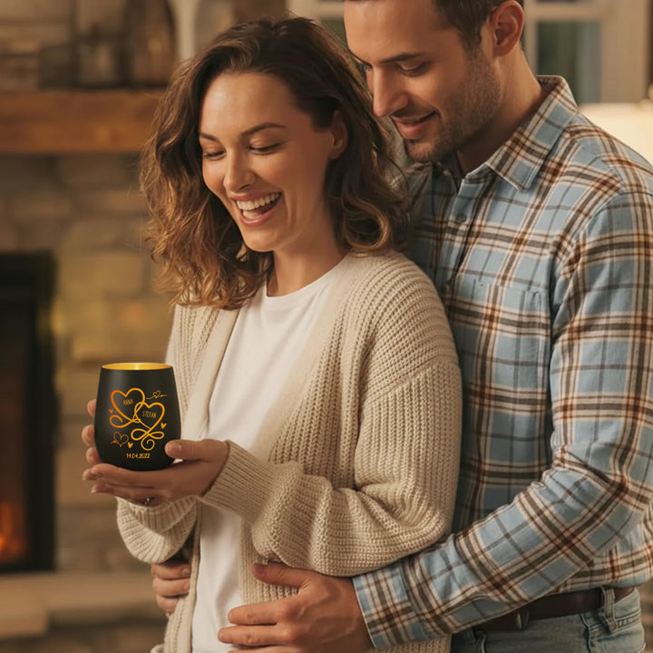 Personalisiertes Windlicht "Herzen"