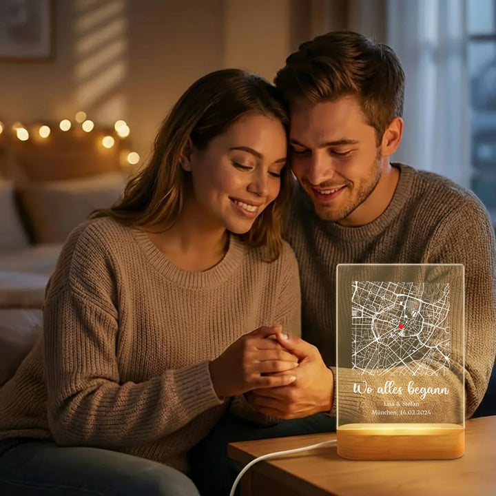 Personalisiertes Acryl-Licht "Herzensort" | Nachtlicht, Dekolicht, Glowlight
