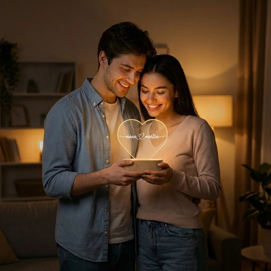 Personalisiertes Herz Acryl-Licht "Namen" | Nachtlicht, Dekolicht, Glowlight