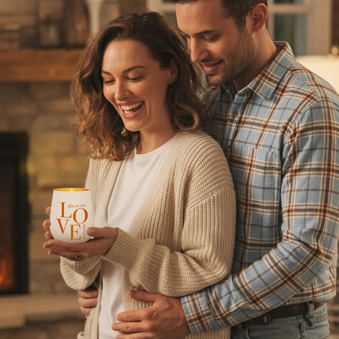 Personalisiertes Windlicht Weiß "Love"