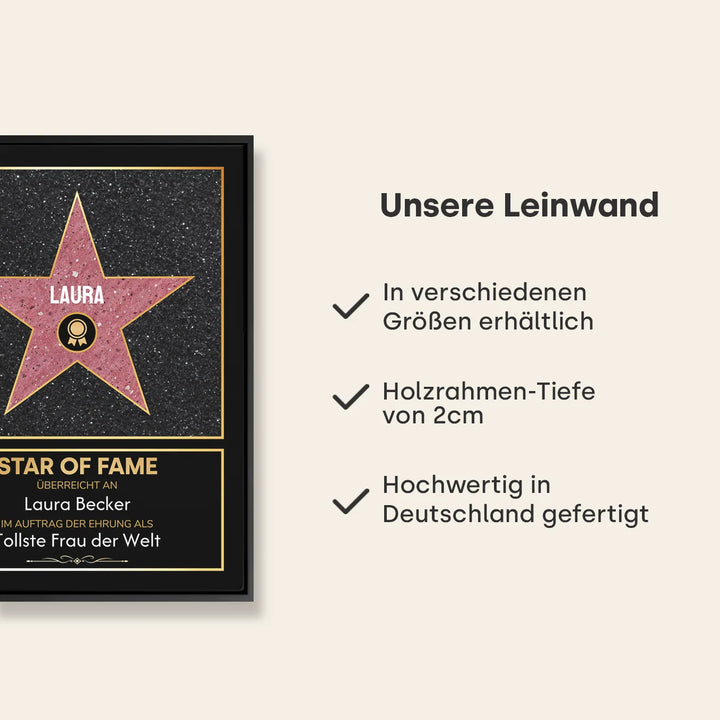 Personalisierte Leinwand "Star of Fame"