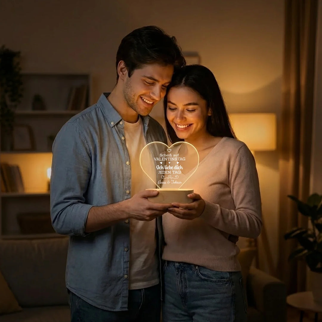 Personalisiertes Herz Acryl-Licht ''Valentinstag'' | Nachtlicht, Dekolicht, Glowlight