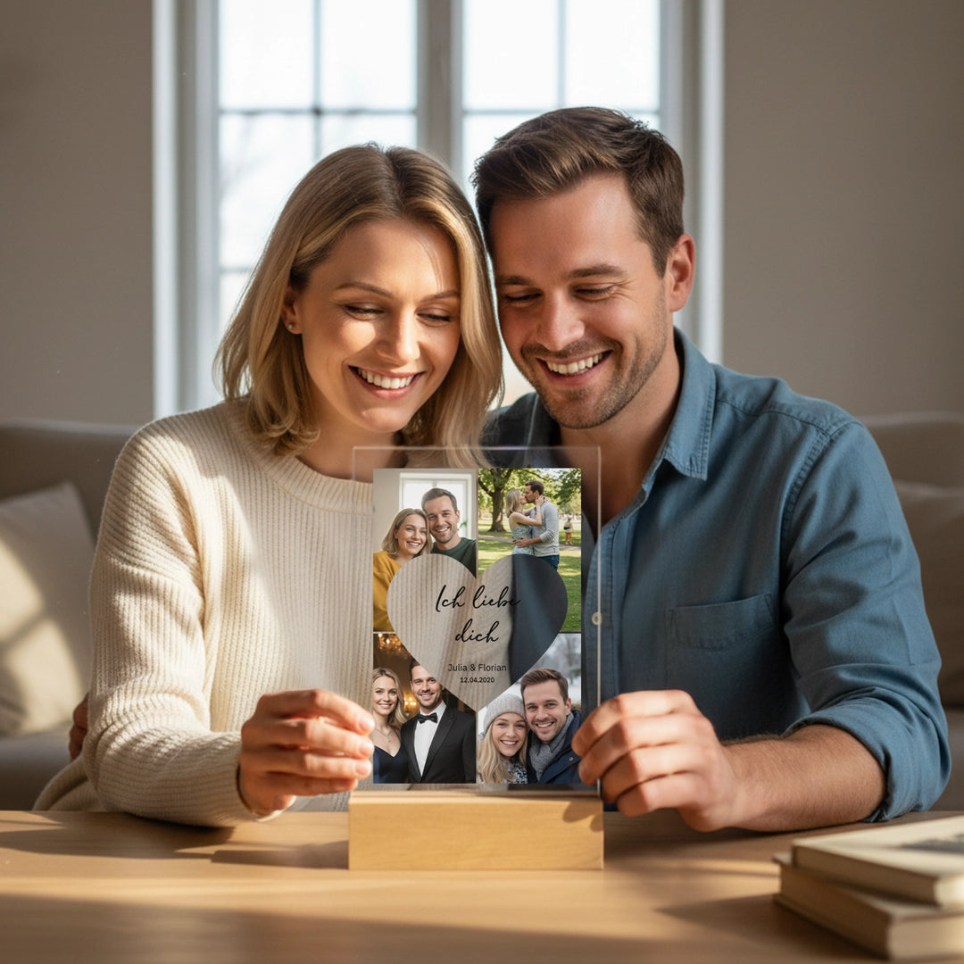Personalisiertes Acryl-Glas "Herz Fotos"