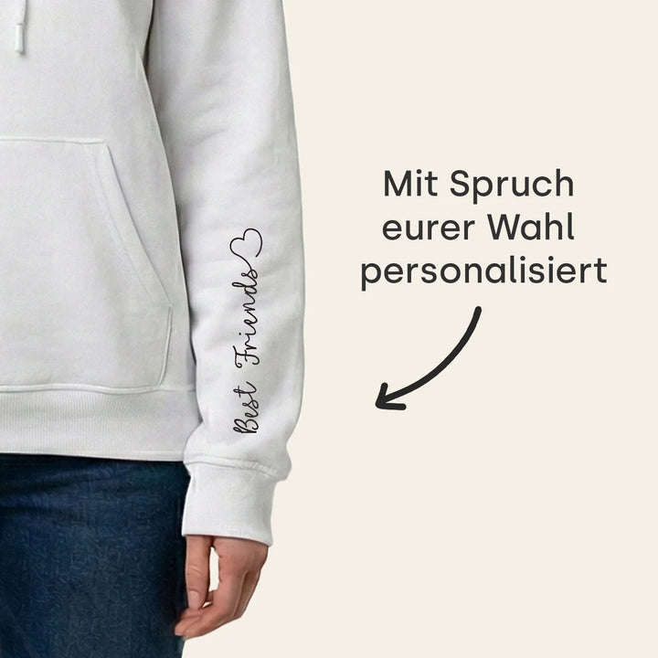 Personalisierte Partnerlook Hoodies “Besties” (mit Ärmeldruck)