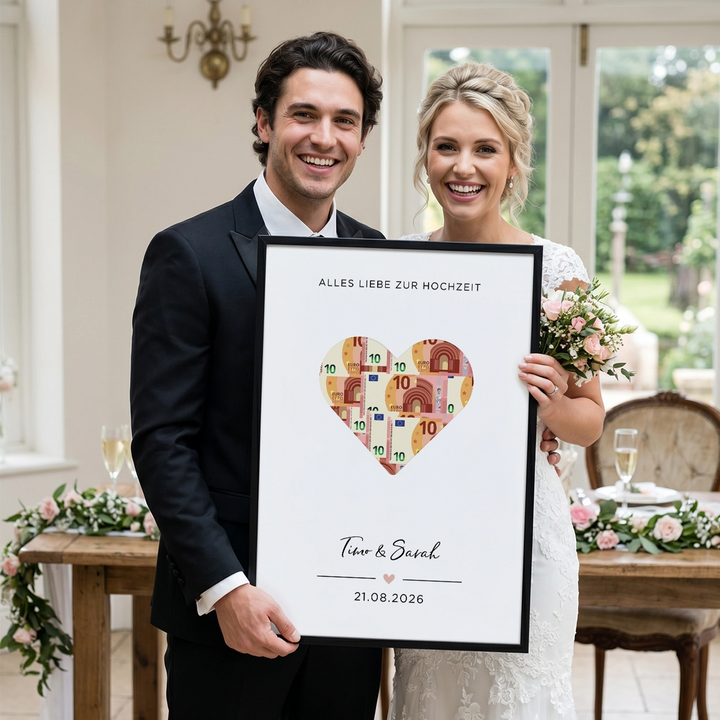 Personalisiertes Geldgeschenk zur Hochzeit "Heart"