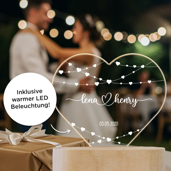 Personalisiertes Herz Acryl-Licht "Hearts" | Nachtlicht, Dekolicht, Glowlight