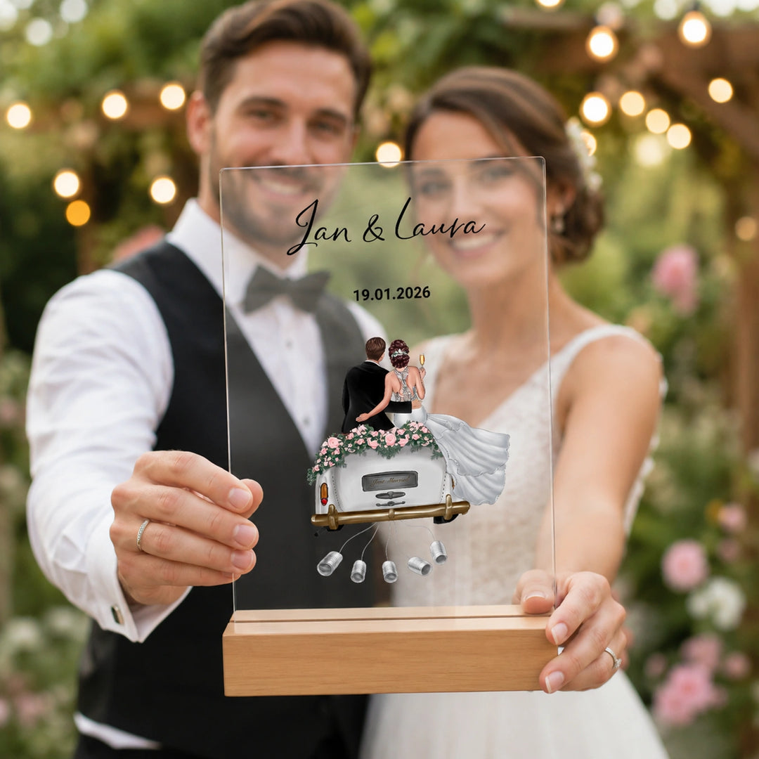 "Just Married" - Personalisierte Acryltafel als Geldgeschenk