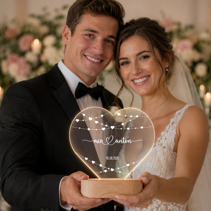 Personalisiertes Herz Acryl-Licht "Hearts" | Nachtlicht, Dekolicht, Glowlight