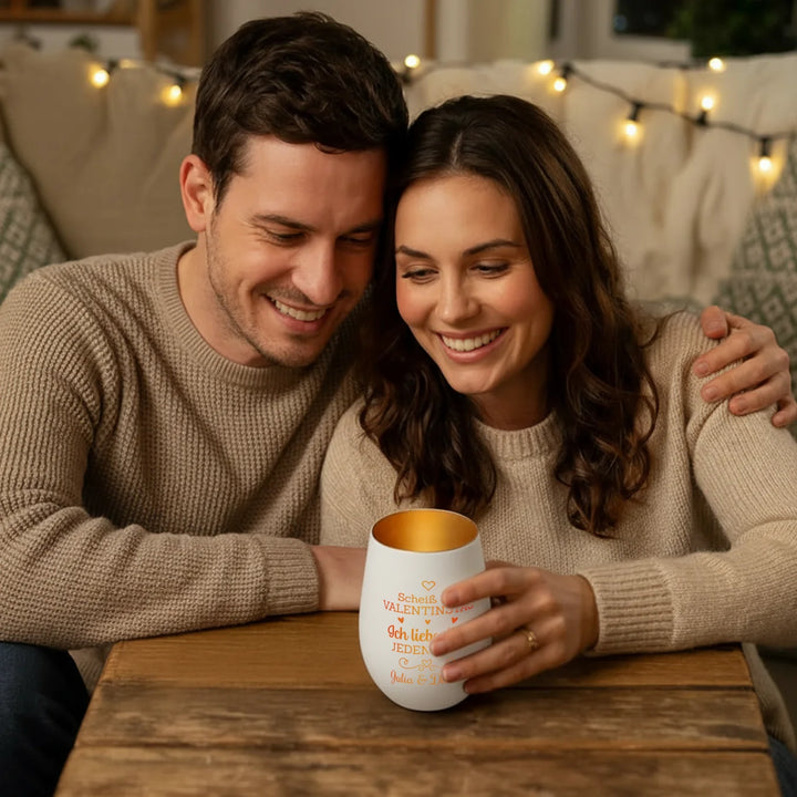 Personalisiertes Windlicht Weiß "Valentinstag"