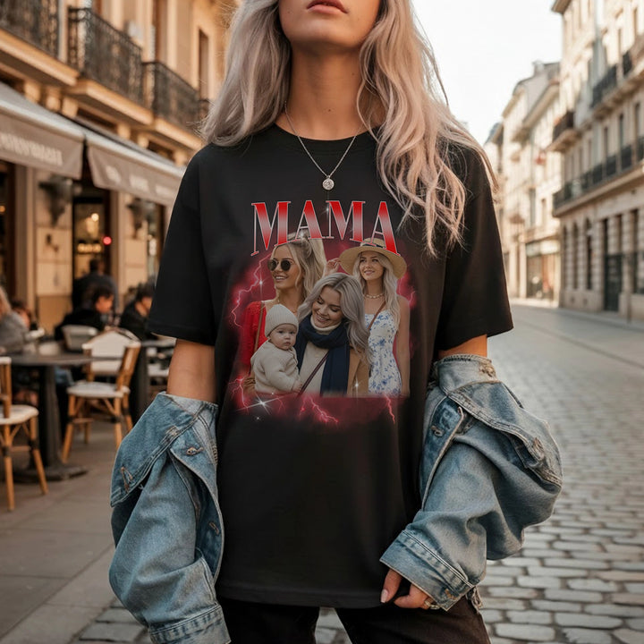 Personalisiertes Oversized T-Shirt Vintage Bootleg "Mama"