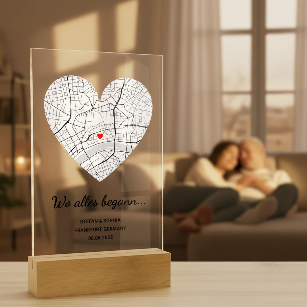 Personalisierte Acryltafel - "Herzkarte"