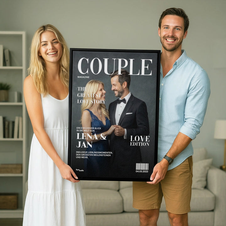 Personalisierte Leinwand "Couple Magazine"