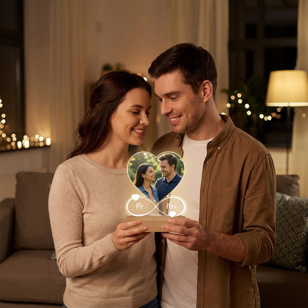 Personalisiertes Acryl-Licht Infinity "Mr & Mrs" | Nachtlicht, Dekolicht, Glowlight