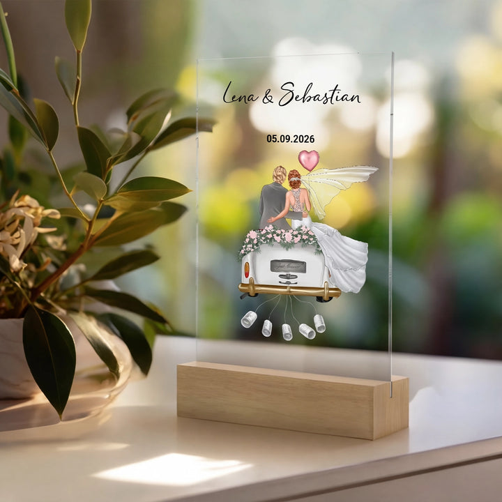 "Just Married" - Personalisierte Acryltafel als Geldgeschenk