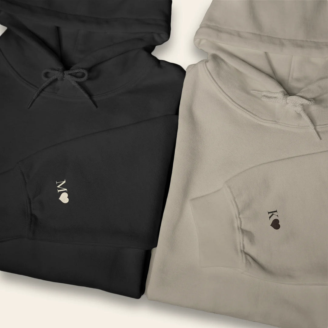 Personalisierte Partnerlook Hoodies "Puzzlestück" (mit Ärmeldruck)