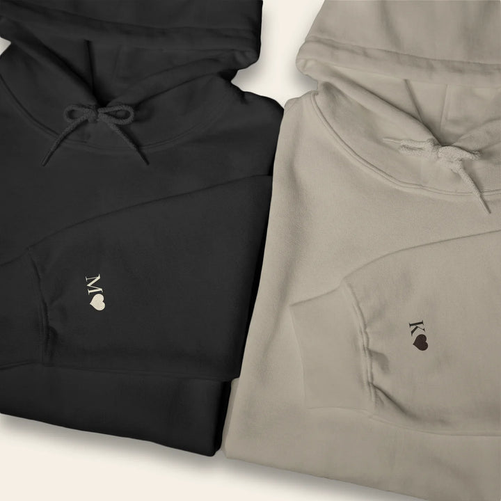 Personalisierte Partnerlook Hoodies "Puzzlestück" (mit Ärmeldruck)