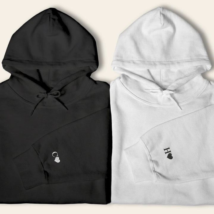Personalisierte Partner-Hoodies mit Stick "Römische Zahlen"