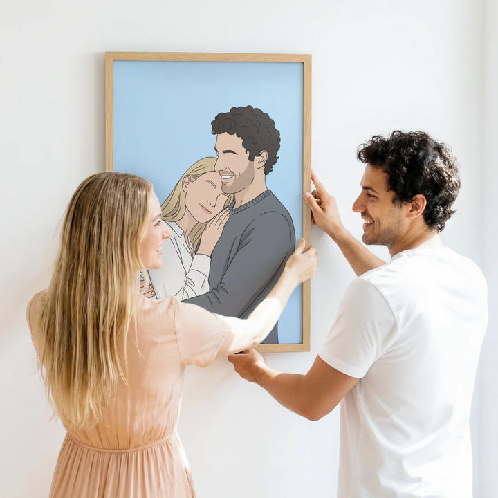 Personalisiertes Poster "Pärchen-Zeichnung"