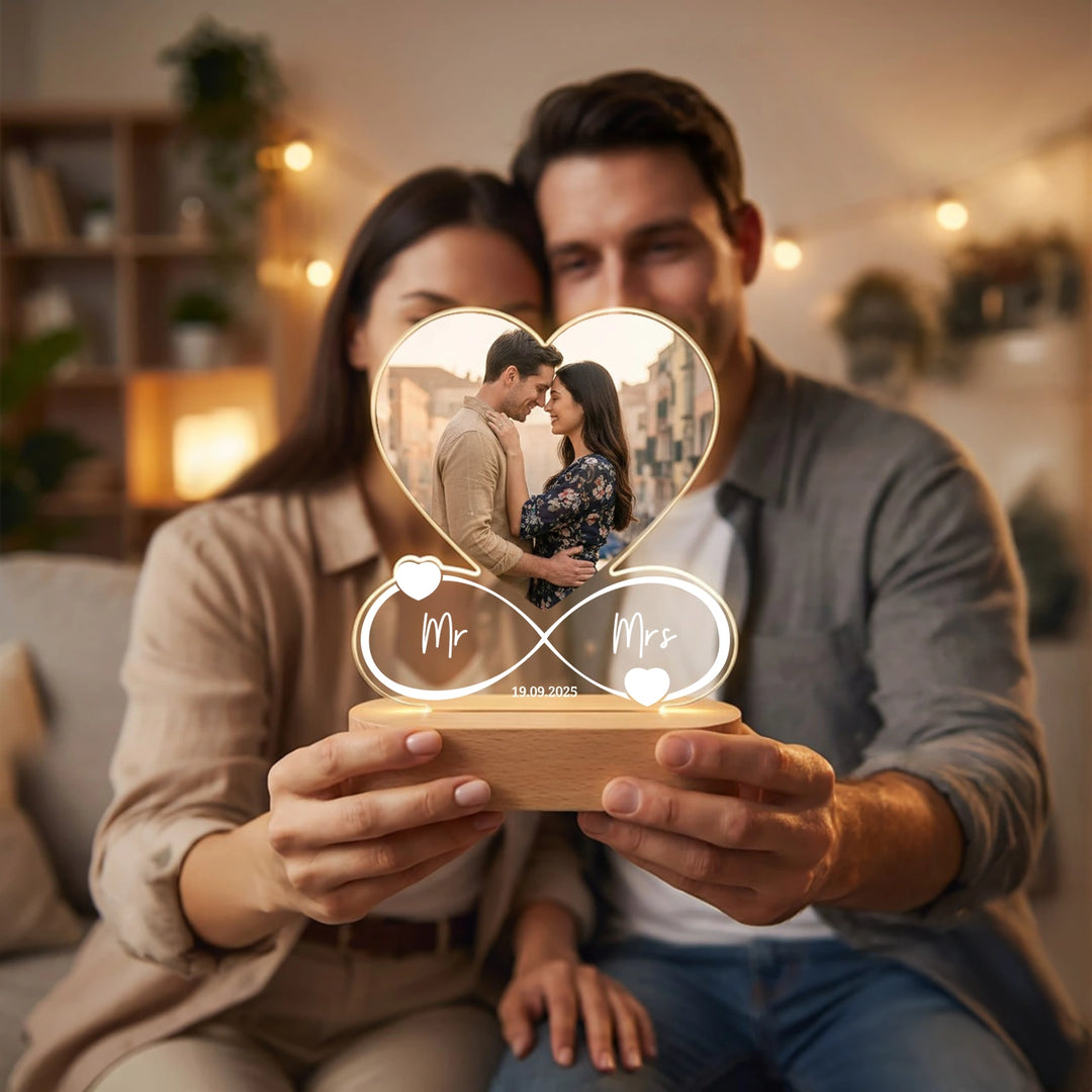 Personalisiertes Acryl-Licht Infinity "Mr & Mrs" | Nachtlicht, Dekolicht, Glowlight