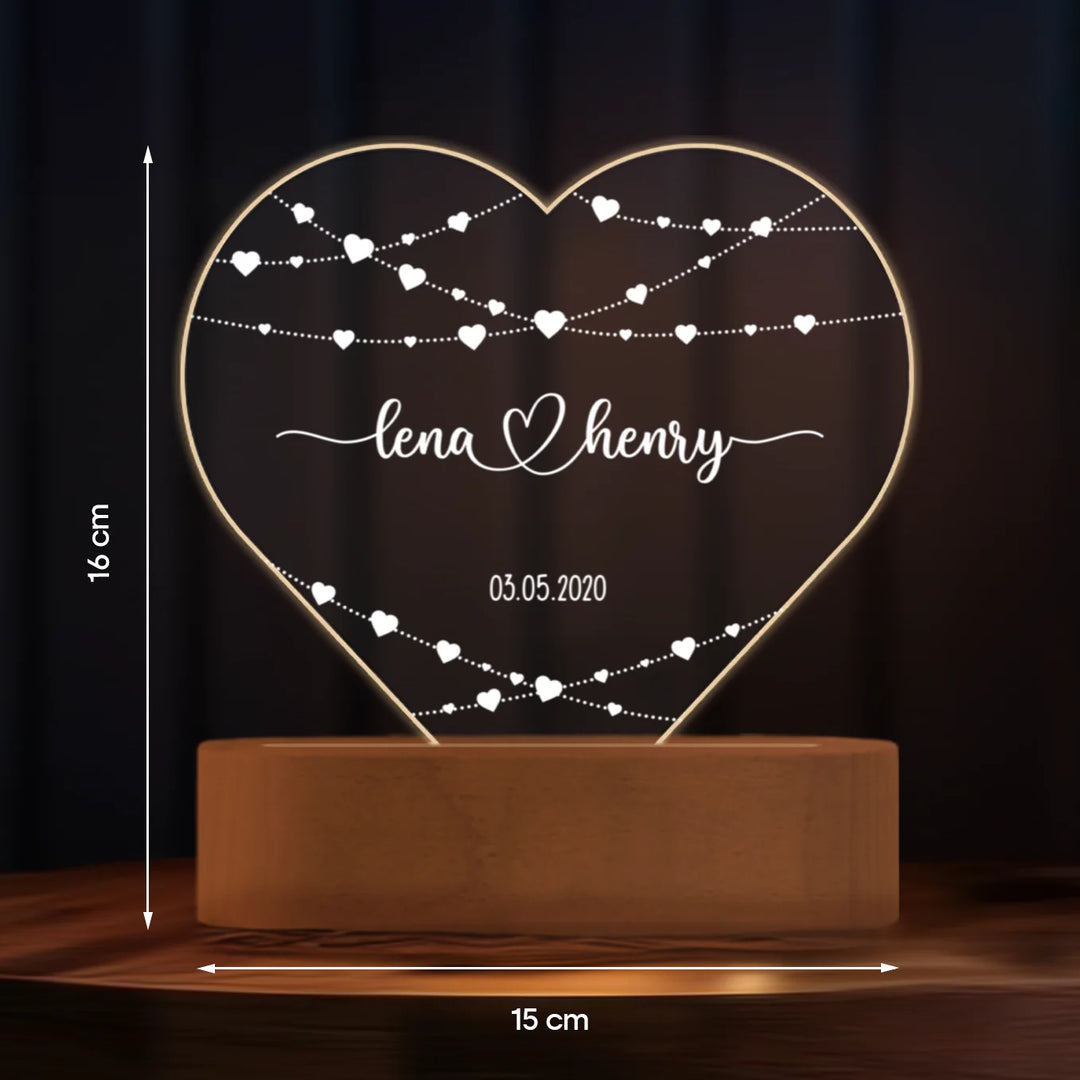 Personalisiertes Herz Acryl-Licht "Hearts" | Nachtlicht, Dekolicht, Glowlight