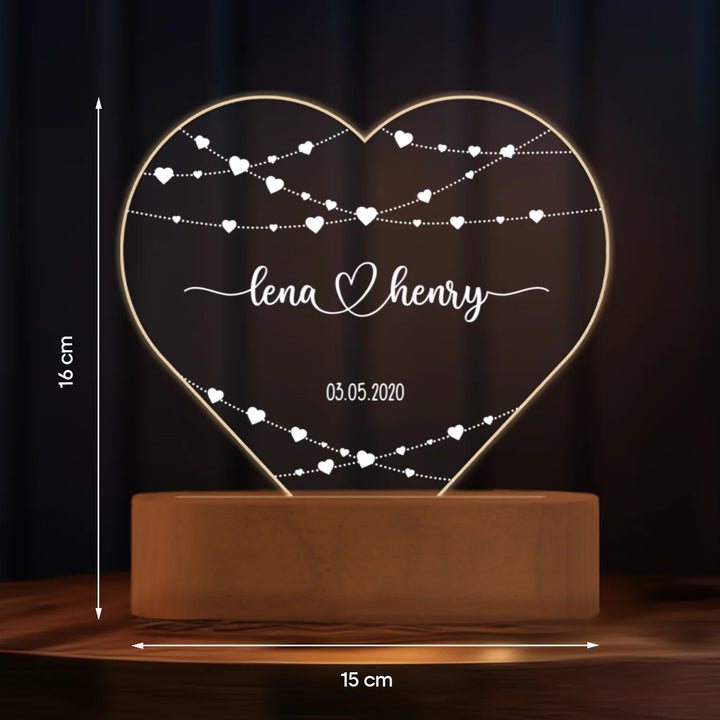 Personalisiertes Herz Acryl-Licht "Hearts" | Nachtlicht, Dekolicht, Glowlight