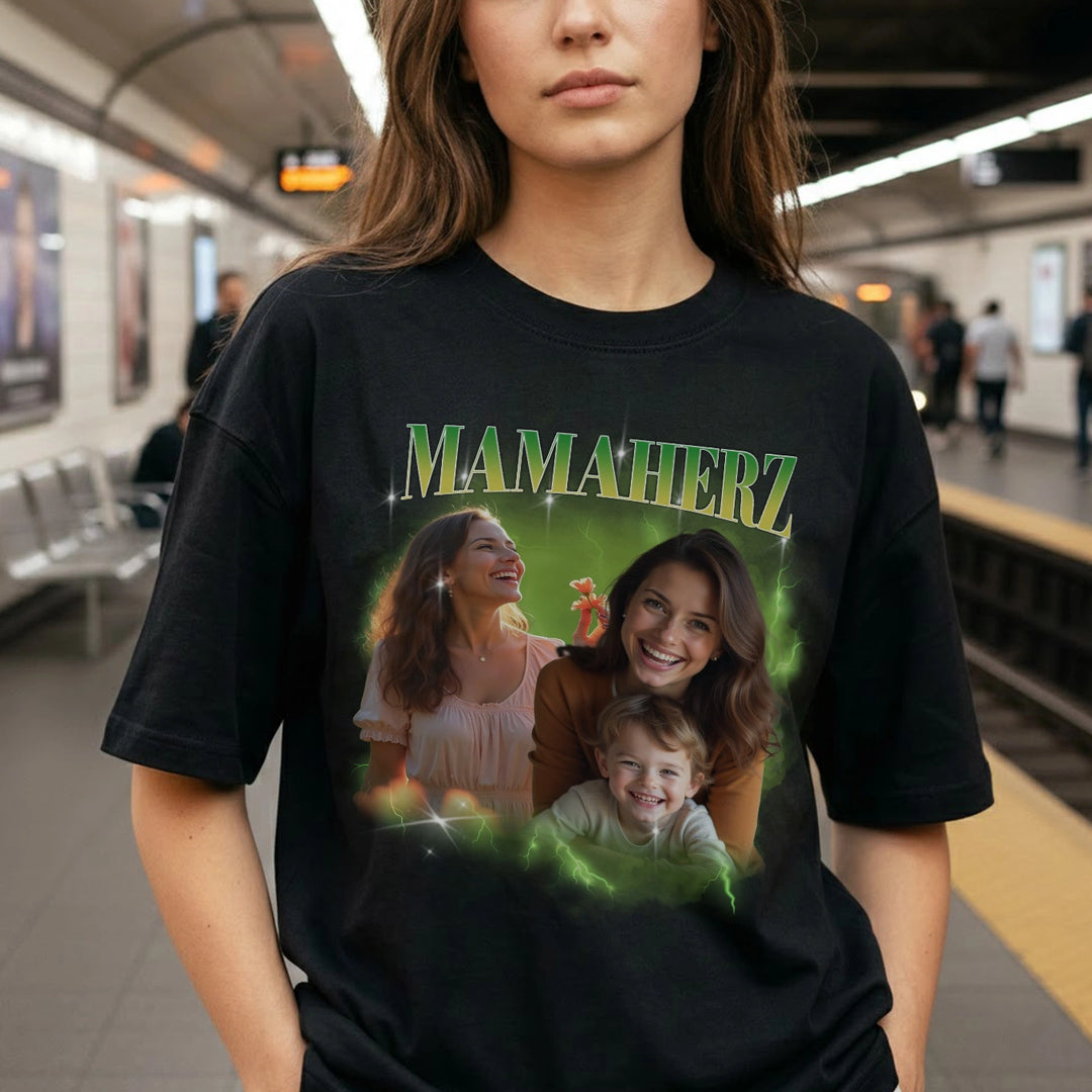 Personalisiertes Oversized T-Shirt Vintage Bootleg "Mama"