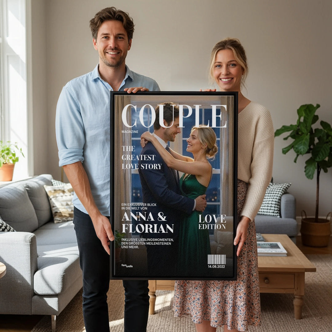 Personalisierte Leinwand "Couple Magazine"