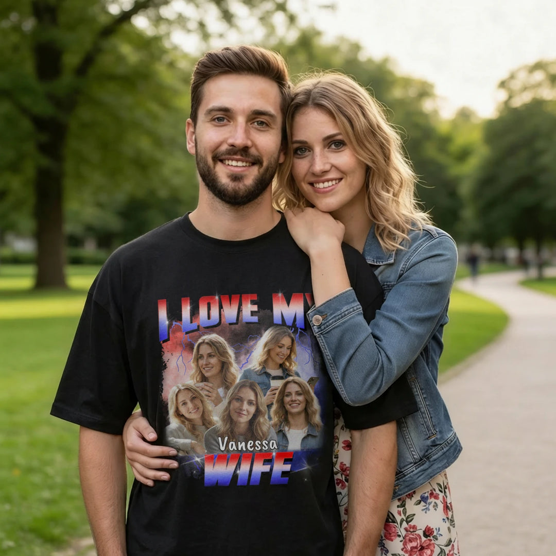 Personalisiertes Oversized T-Shirt Vintage Bootleg "Girlfriend"