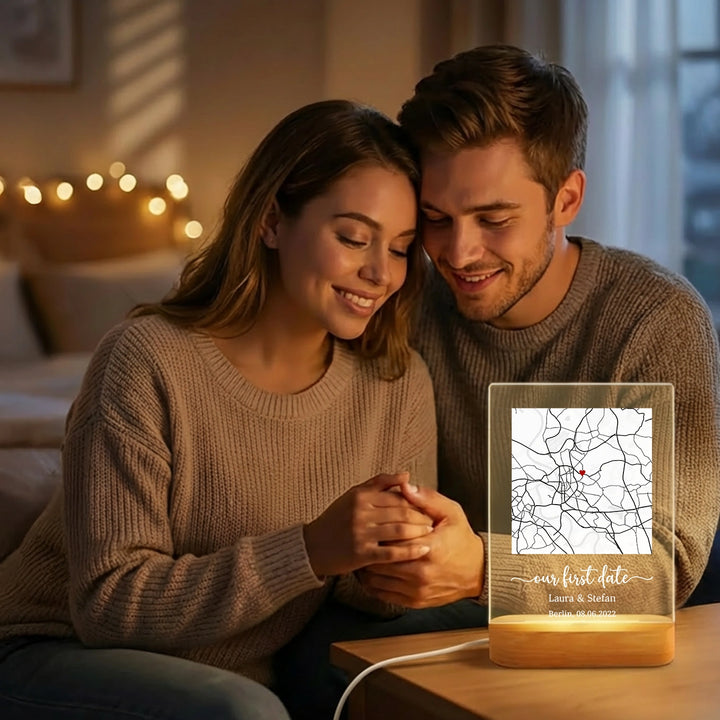 Personalisiertes Acryl-Licht "Herzensort" | Nachtlicht, Dekolicht, Glowlight