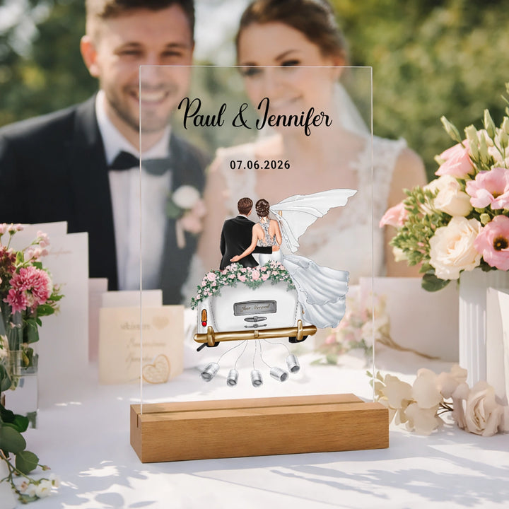 "Just Married" - Personalisierte Acryltafel als Geldgeschenk