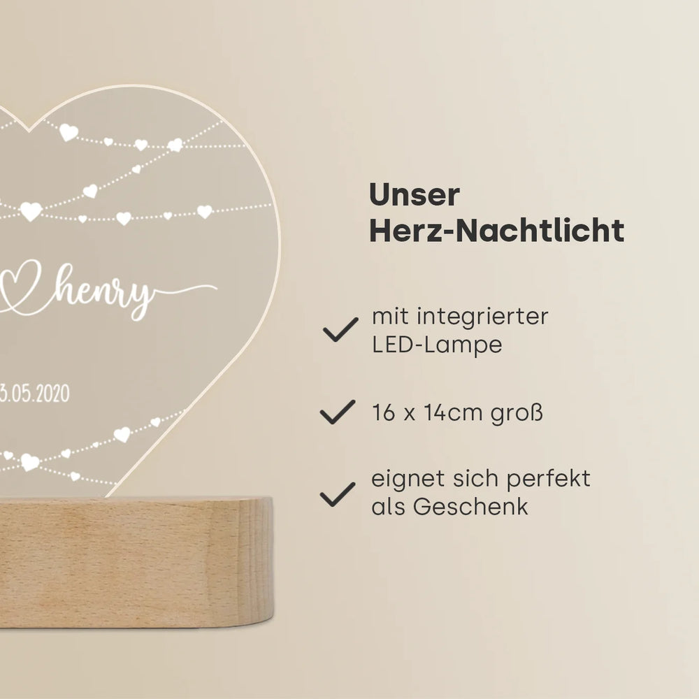 Personalisiertes Herz Acryl-Licht "Hearts" | Nachtlicht, Dekolicht, Glowlight