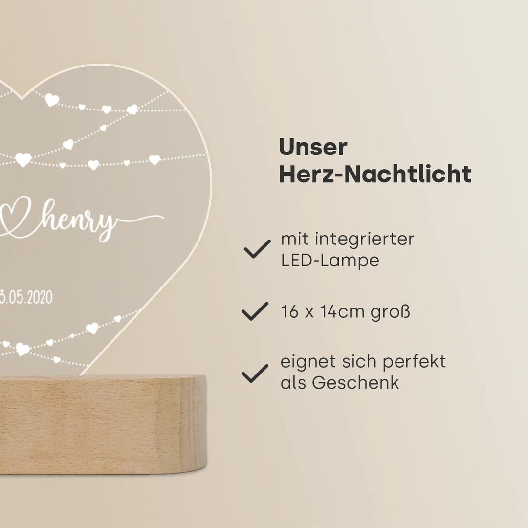 Personalisiertes Herz Acryl-Licht "Hearts" | Nachtlicht, Dekolicht, Glowlight