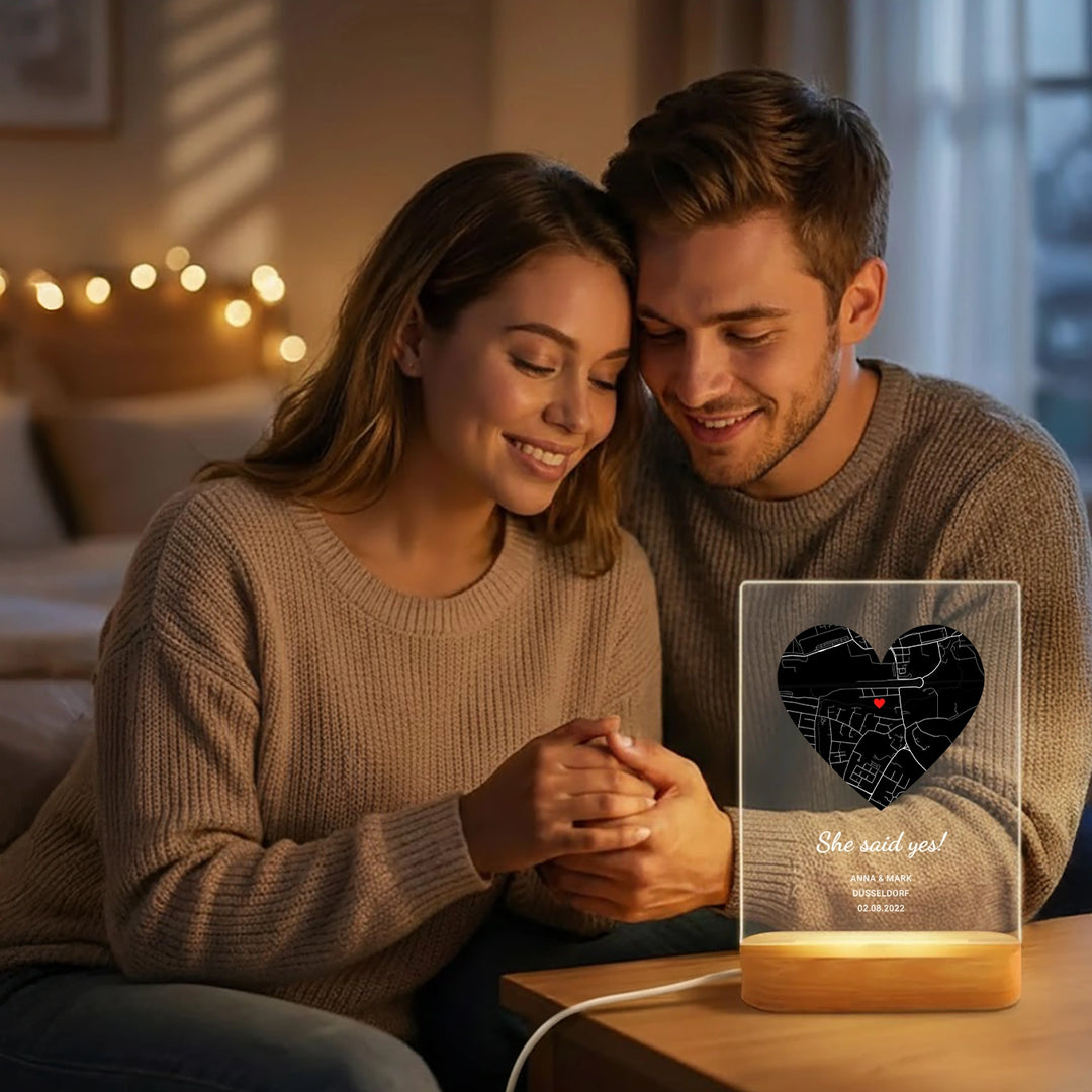 Personalisiertes Acryl-Licht ''Wo alles begann'' | Nachtlicht, Dekolicht, Glowlight