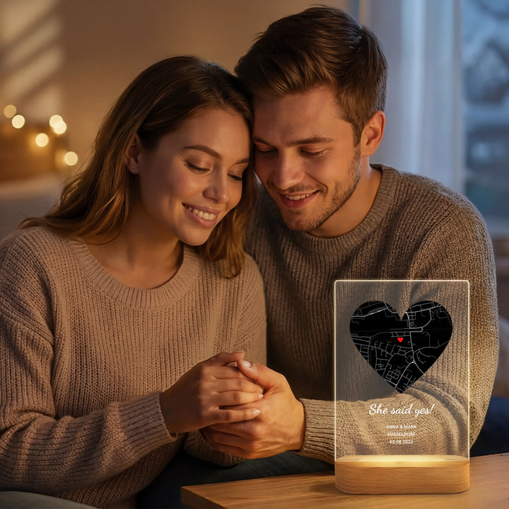 Personalisiertes Acryl-Licht ''Wo alles begann'' | Nachtlicht, Dekolicht, Glowlight