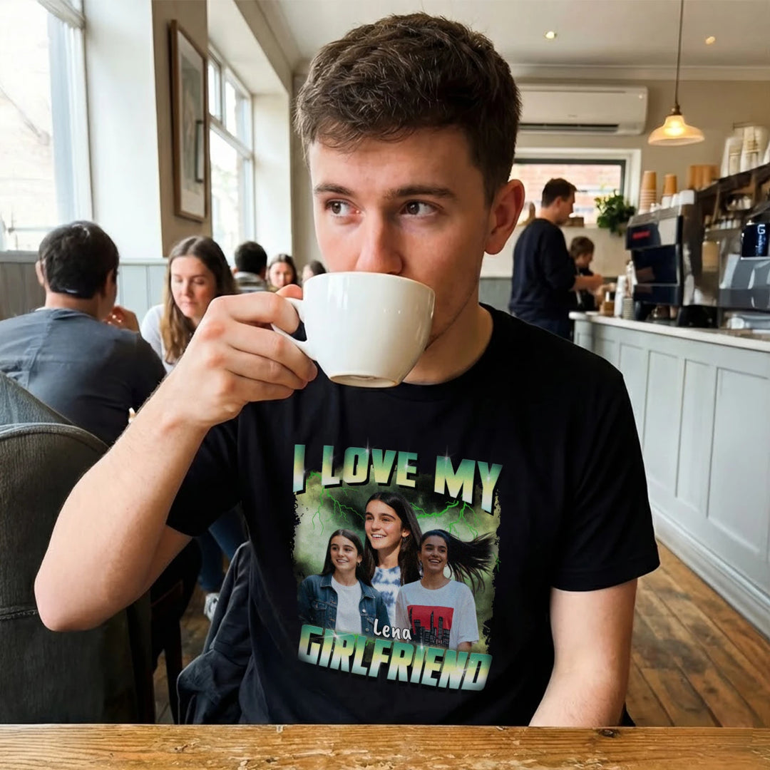 Personalisiertes Oversized T-Shirt Vintage Bootleg "Girlfriend"