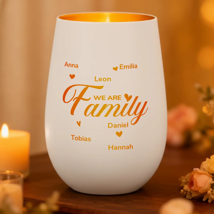 Personalisiertes Windlicht Weiß "Familie"