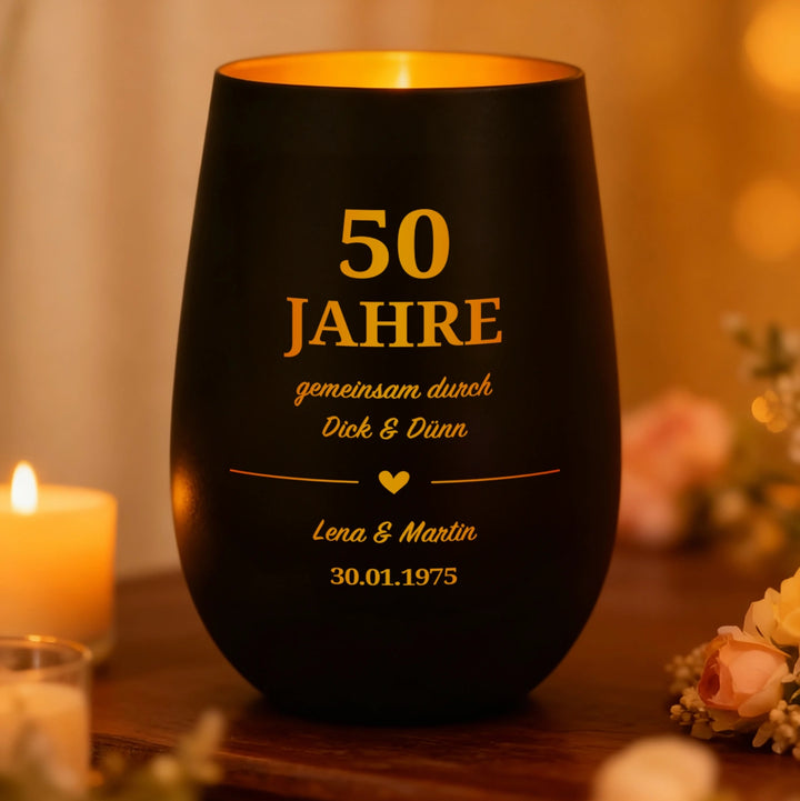Personalisiertes Windlicht "Goldene Hochzeit"