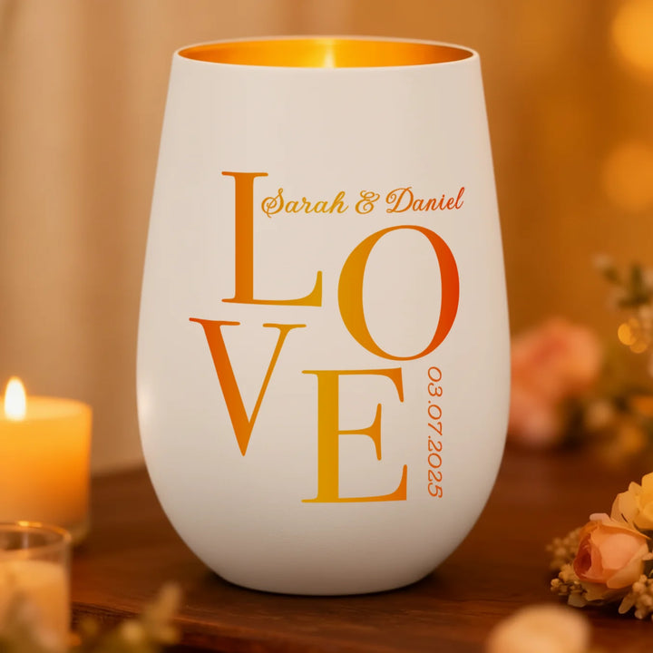 Personalisiertes Windlicht Weiß "Love"