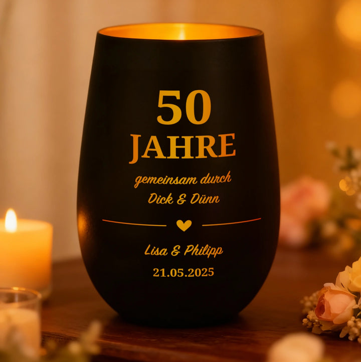 Personalisiertes Windlicht "Goldene Hochzeit"