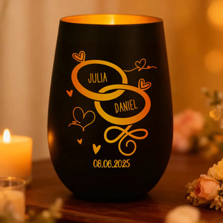 Personalisiertes Windlicht "Ringe"