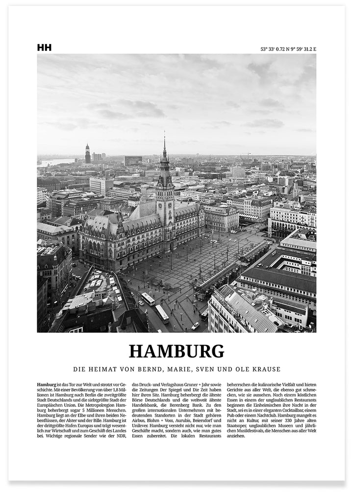 Personalisiertes Poster "Hamburg"