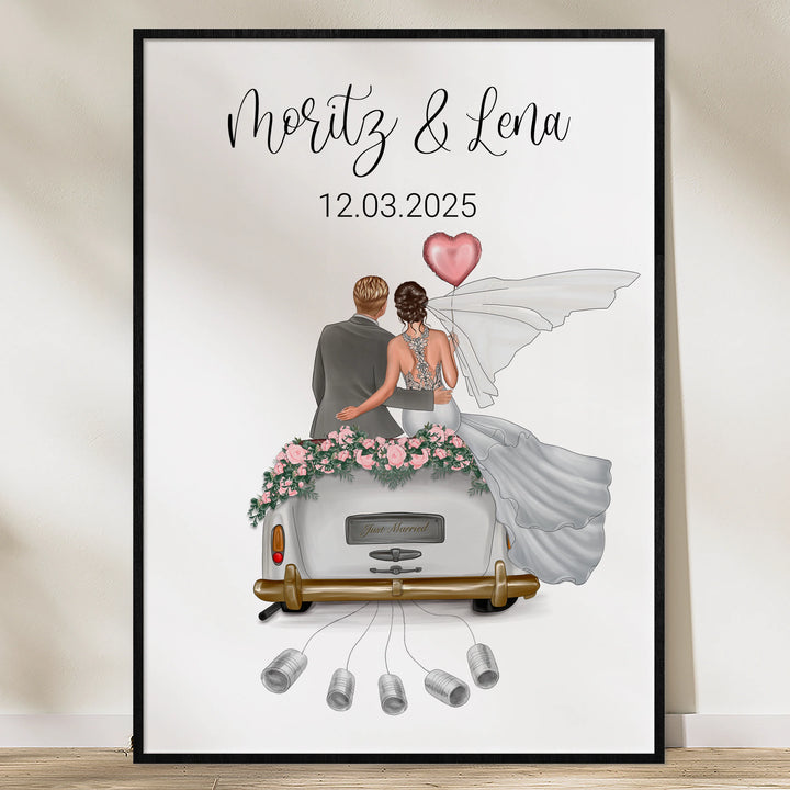 "Just Married" - Personalisiertes Poster als Geldgeschenk