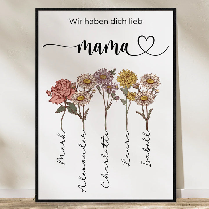 Personalisiertes Poster "Blumen für Mama"