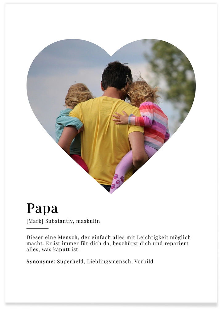 Fotoposter "Papa Definition" in Herzform